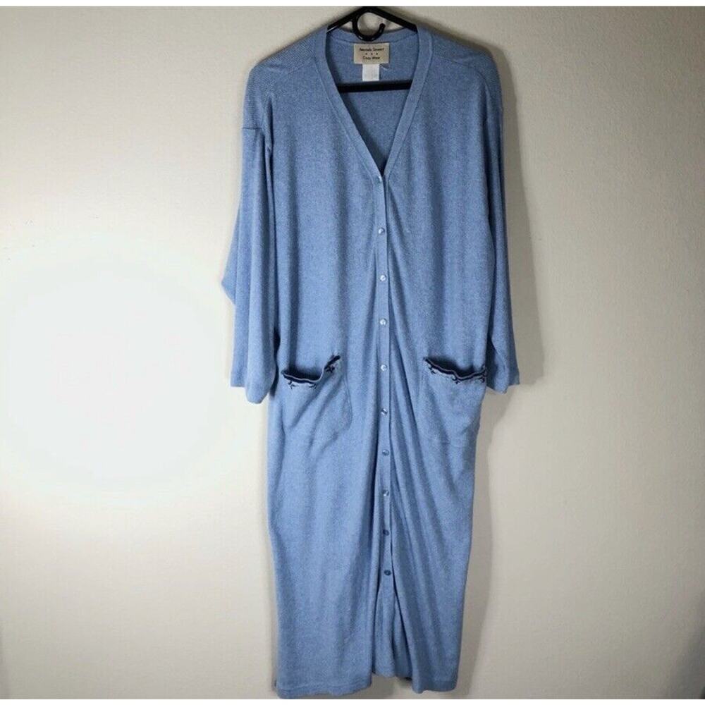 Amanda Stewart Cozy Wear Size Large House Robe Loungewear Dress Button Down Tie